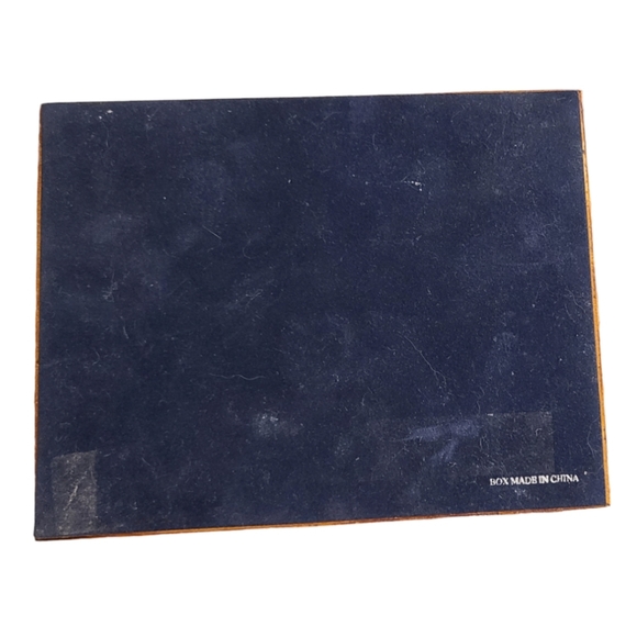 Nautica Wooden Jewelry Wallet Trinket Box Wood Etched Velvet Lined Vintage - Picture 5 of 5